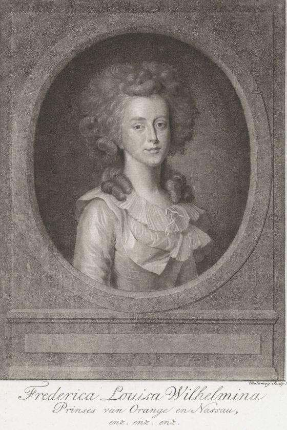 Portret van Frederica Louisa Wilhelmina, prinses van Oranje-Nassau, Benjamin Samuel Bolomey, naar Johann Friedrich August Tischbein, 1788 1791 RP-P-OB-17.016
